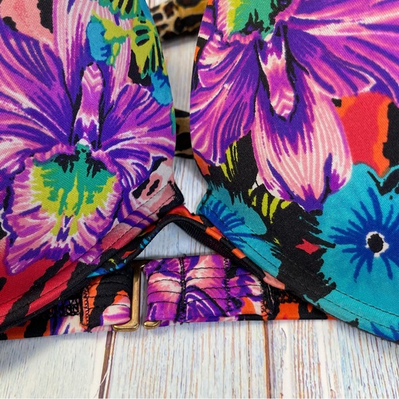 Victoria's Secret Bombshell Swim Bikini Hot Orchid Leopard 36/38 C or D Large - Picture 3 of 12